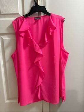Vince Camuto Hot Pink Ruffle V-Neck Sleeveless Camisole